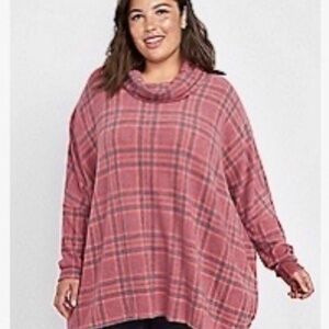 PONCHO GRAY/PINK PLAID LANE BRYANT 22/24